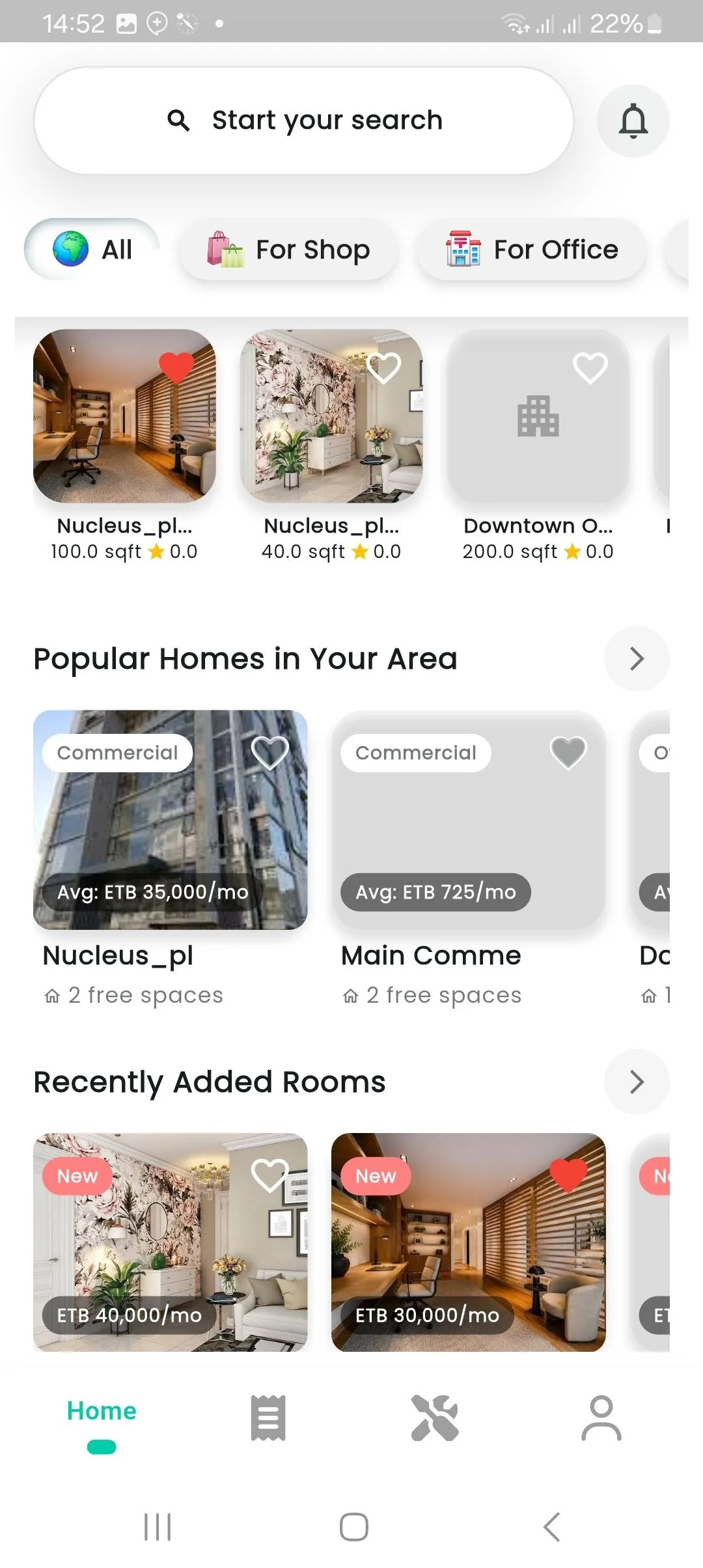 Afrikiray mobile app dashboard