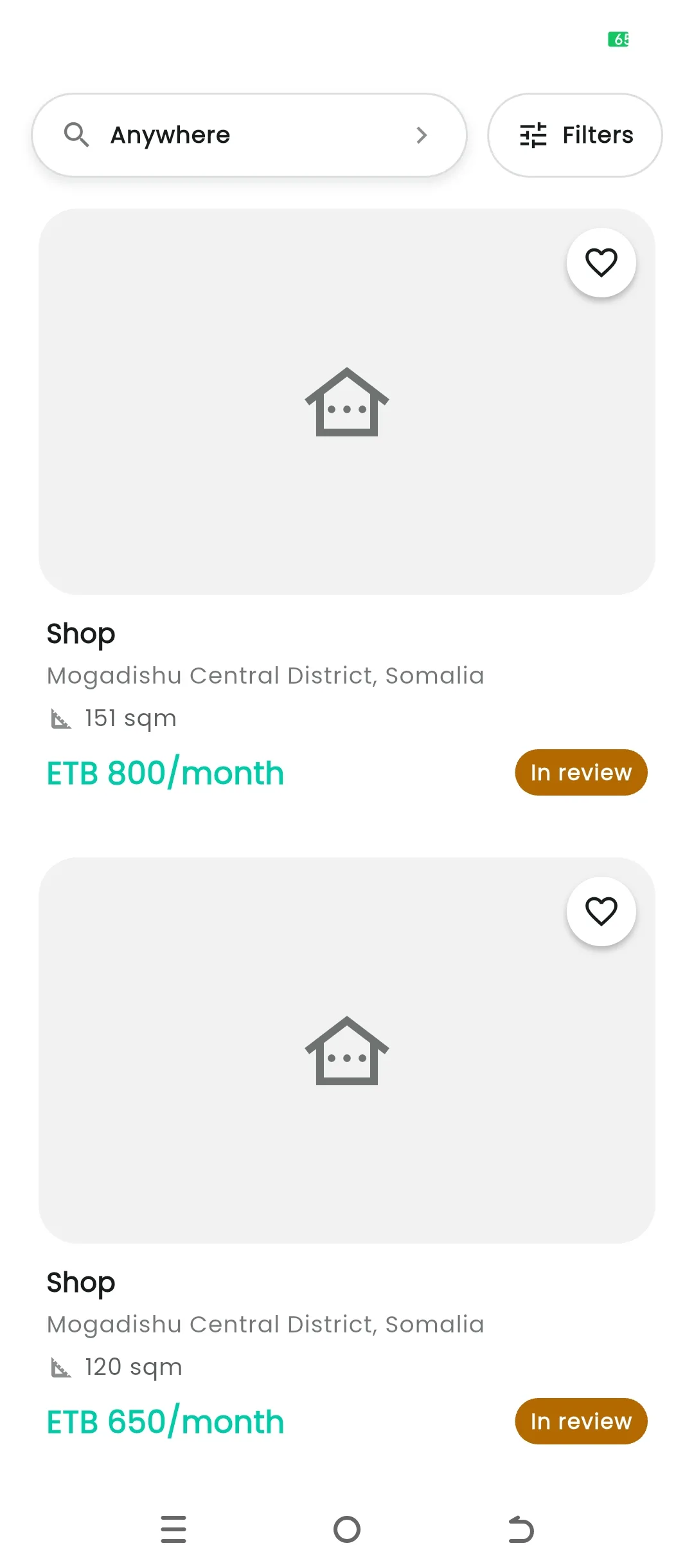 Afrikiray app property search screen